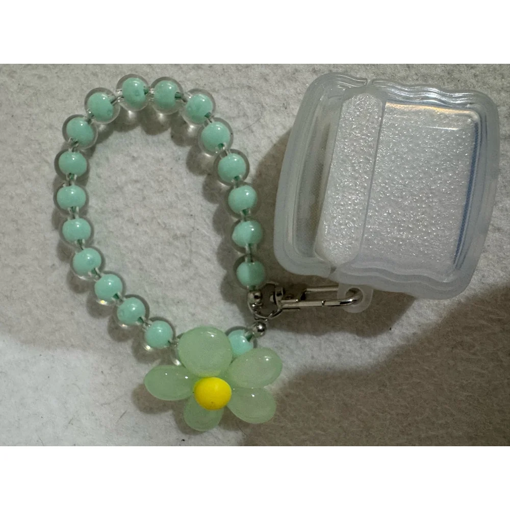 GO-VOLMON Green AirPods 4 Case with Flower Keychain
